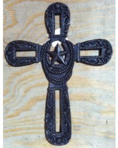Texas Decor - Cast Iron Cross W/Star 56409