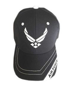 United States Air Force Hat Black W/White Wings AF6 