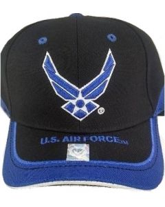 United States Air Force Hat Royal Blue Wings & Stripe Bill A03AIR02-BK