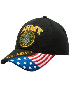 United States Army Military Hat Seal Logo/USA Flag Bill-BK CAP601G