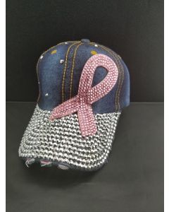Rhinestone Hat  - Pink Ribbon Denim - 18473