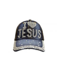 Cap - Rhinestone - 18455 I Love Jesus