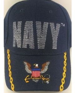 United States Navy Military Hat Back Stitch Embroid. Logo Bill CAP596C
