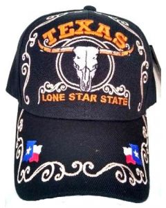 Texas Longhorn Cap-Black