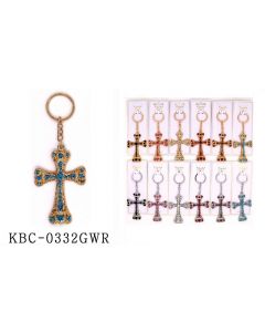 KC (Keychain) - Cross Rhinestone KBC-0332GWR SOLD BY DOZEN