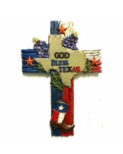 Texas Decor - Poly God Bless Texas Cross w/ State Outline XF-R0071