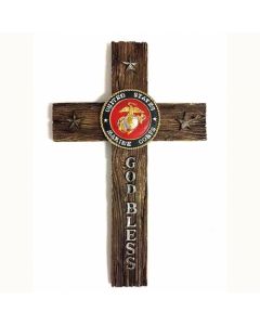 Texas Decor - Poly United States Marine Corps God Bless Cross