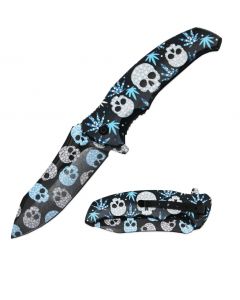 Knife - SK6417-A3 Blue Skulls
