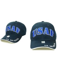 United States Air Force Military Hat "USAF" Royal Blue Text A04AIA01-NV/WHT