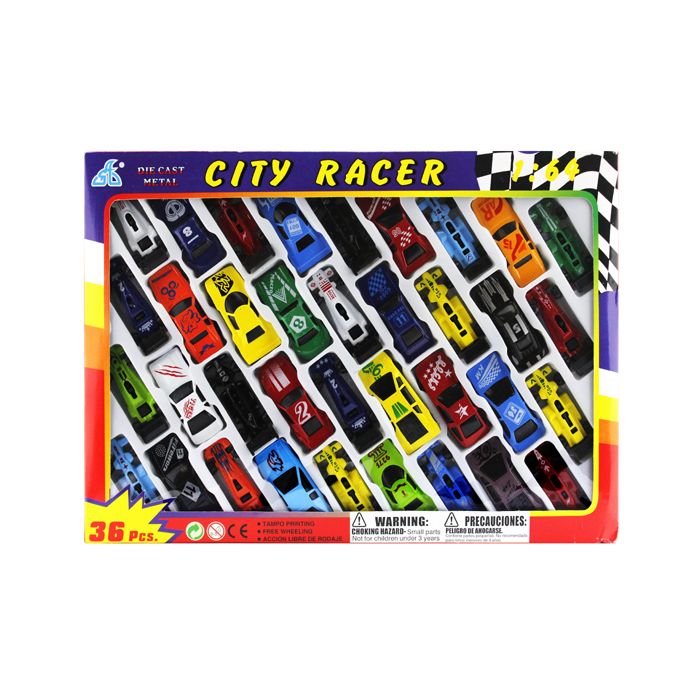 City Racer 3 Set Toy Cars Die Cast Metal Blue Yellow White BNIB Gift Set