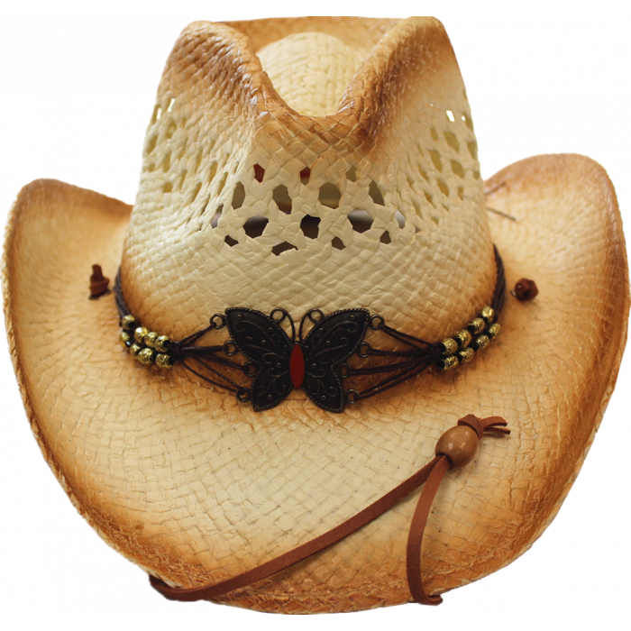 BUTTERFLY GOLD STRAW HAT