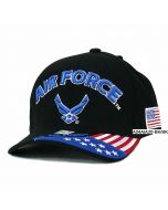 United States Air Force Hat- ''AIR FORCE'' Wing, Flag Bill A04AIA20-BK/BK