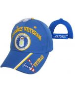 United Stated Air Force Veteran Hat w/Seal v/Flag Bill-RYL BL CAP593B
