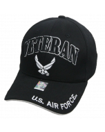 United States Air Force VETERAN Hat with Wings Logo BLK- A04AIV01 BLK/WHT.