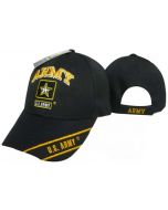 United States Army Hat "ARMY" Star Logo Black w/Gold Text CAP601T