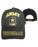 United States "ARMY" Hat w/Star "VETERAN" Bill-BK CAP591EA