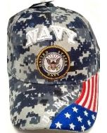 United States Navy Military Hat Digi Seal Logo/US Flag Bill CAP602GC
