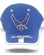 United States Air Force Hat Royal Blue Wings and Stripe Bill A03AIR02-ROY/WT