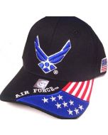 United States Air Force Hat Wings w/Flag Bill-A04AIA26-BLK