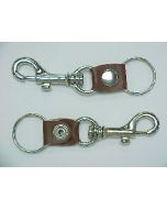 KC (Keychain) - 6693 Metal Clip Brown Leather SOLD BY DOZEN