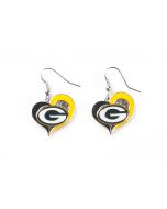 NFL Green Bay Packers Earrings Heart Swirl