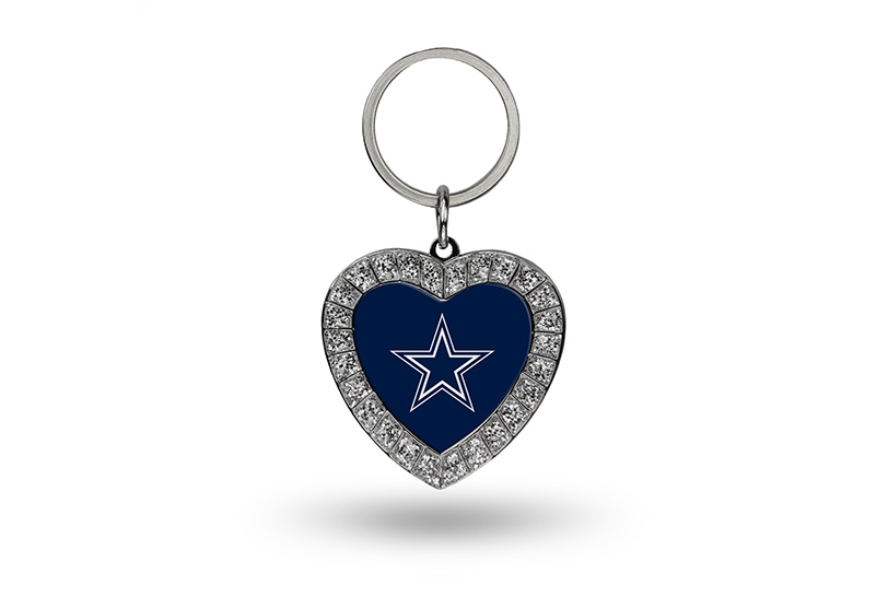 NFL DALLAS COWBOYS Key Chain Heart with Rhinestones (Glitter)