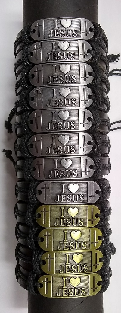 Fashion Jewelry - I Love Jesus Leather BRACELETs YBT-3179 SOLD BY THE DOZEN