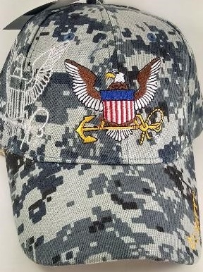 United States Navy Military HAT Logo - Digital Blue CAP602SC