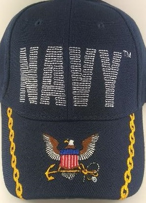 United States Navy Military HAT Back Stitch Embroid. Logo Bill CAP596C