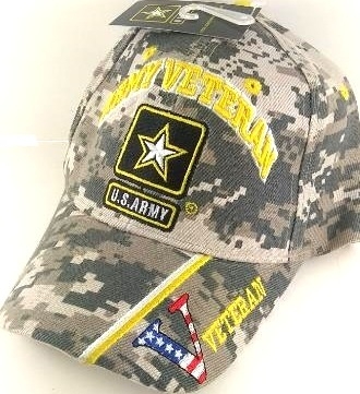 ''United States Army HAT ''''ARMY VETERAN'''' Star V/Flag on Bill-Camo CAP591KC ''