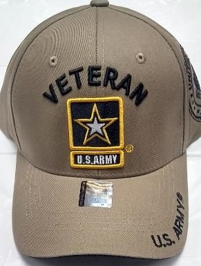 United States Army VETERAN HAT with Star Logo - Khaki A04ARV01 KHK/BK