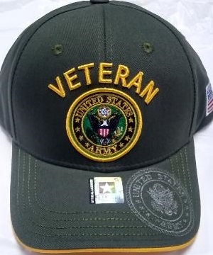 United States Army HAT Veteran with U.S. Army Seal - A04ARV02 OLV/GLD