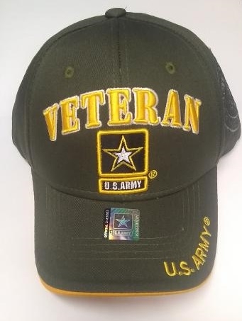 United States Army VETERAN HAT w/Star Logo and Seal(Side)-A04ARV03-OLV/GD