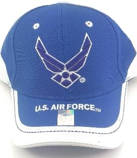United States Air Force HAT Royal Blue Wings and Stripe Bill A03AIR02-ROY/WT