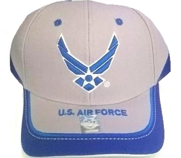 United States Air Force HAT Royal Blue Wings and Stripe Bill A03AIR02-LGY/WT