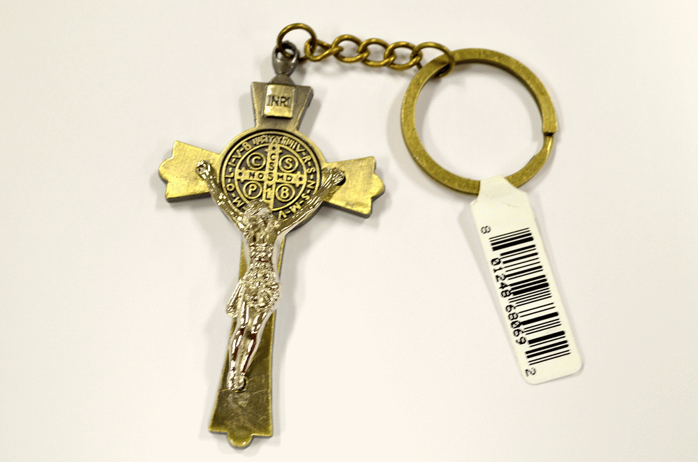 KC (KEYCHAIN)  68069 Two Tone Crucifix SOLD BY THE DOZEN