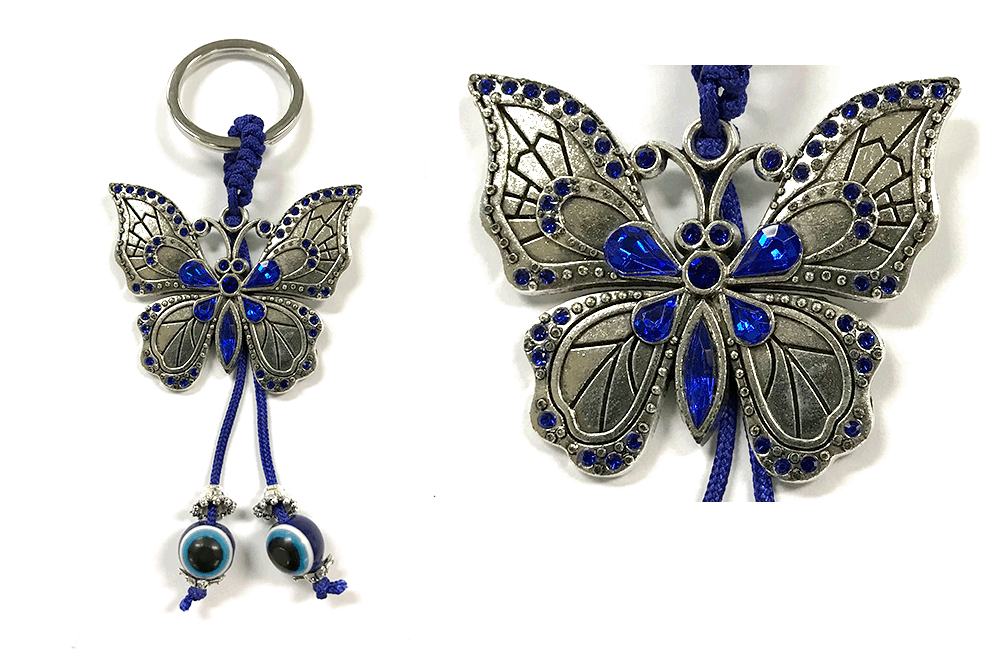 KC (KEYCHAIN) 68103 Butterfly Blue Stones SOLD BY THE DOZEN