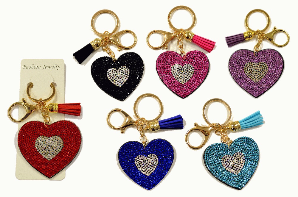 KC (KEYCHAIN) 69008 Bling Heart SOLD BY THE DOZEN