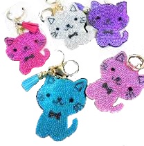 KC (KEYCHAIN) 69023 Bling Cute Cat SOLD BY THE DOZEN