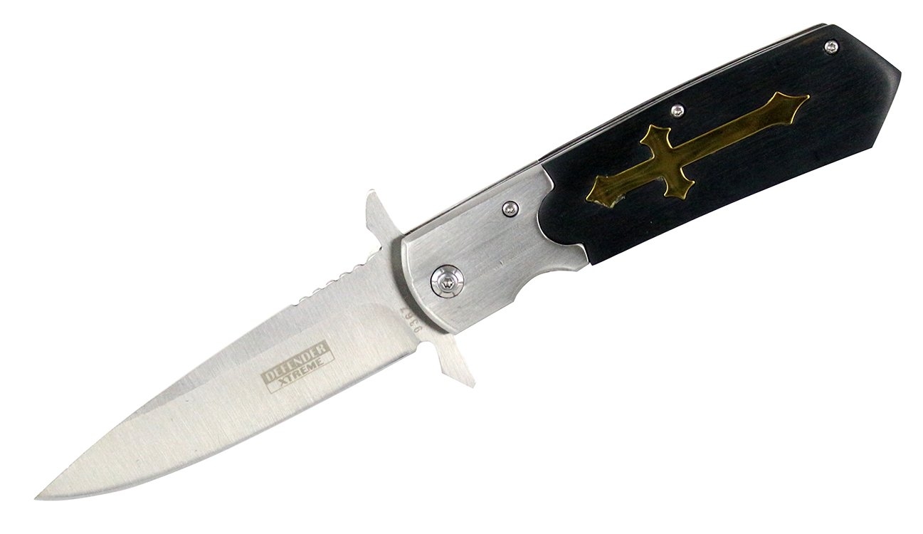 KNIFE 9367 Black Wood Cross 