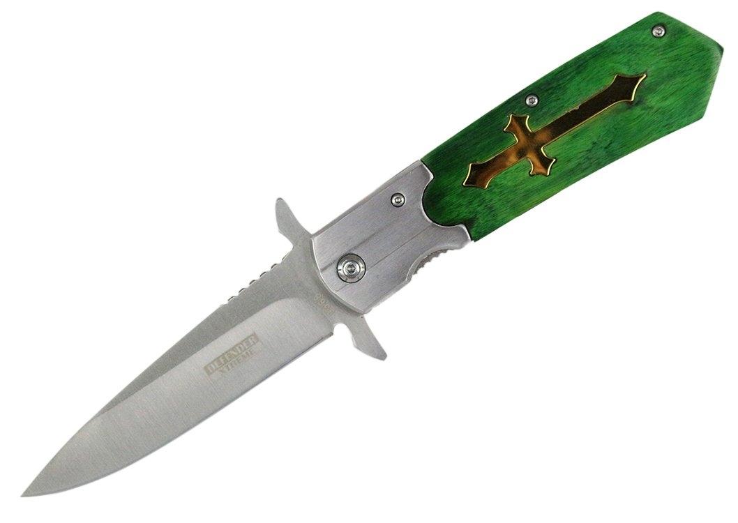 KNIFE 9368 Green Wood Cross