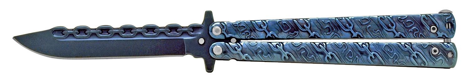 KNIFE BA1098BL Chain Gang BUTTERFLY KNIFE - Blue