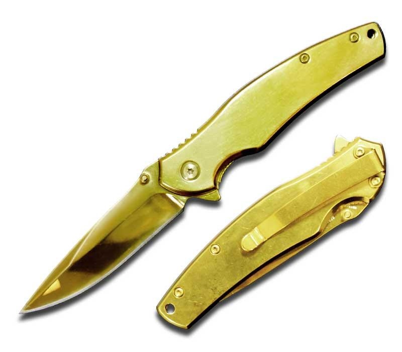 Knife BF017322-GD GOLD Titanium Plated Metal Handle