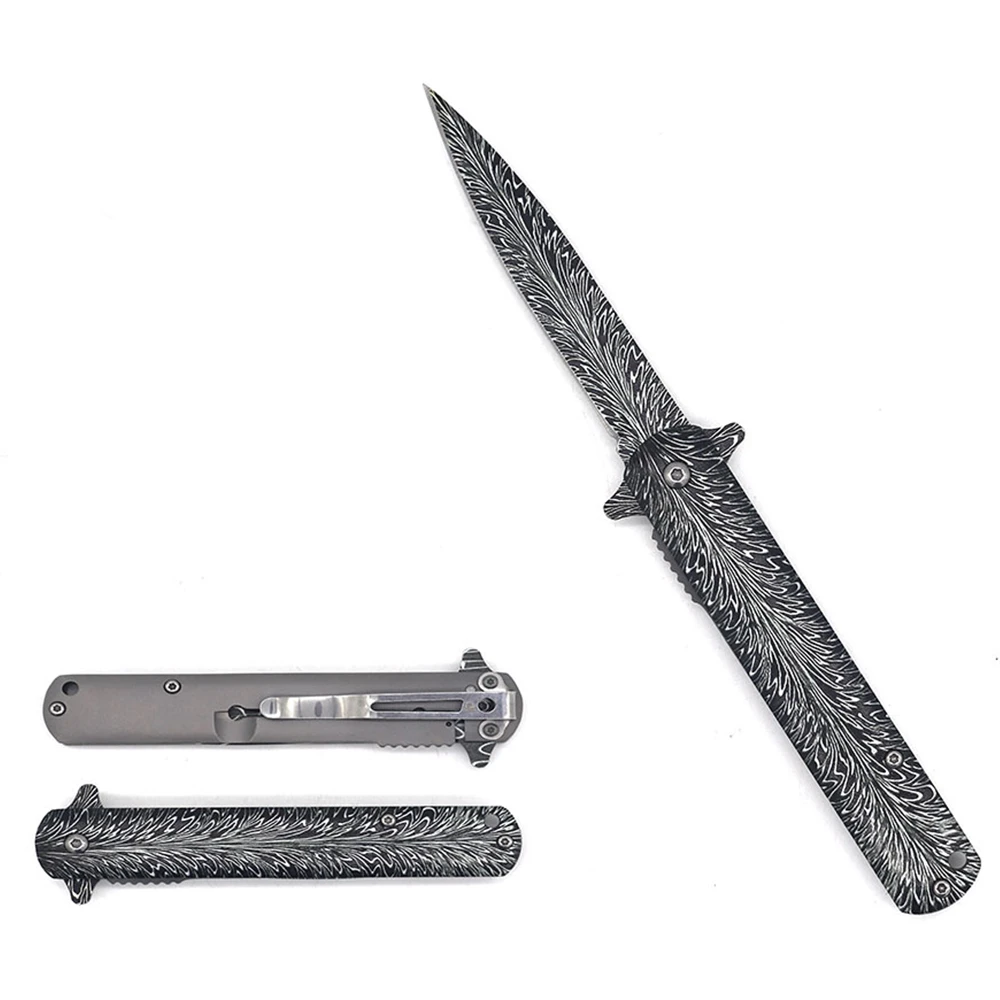 KNIFE KS33188-3 Black/White Feather Design