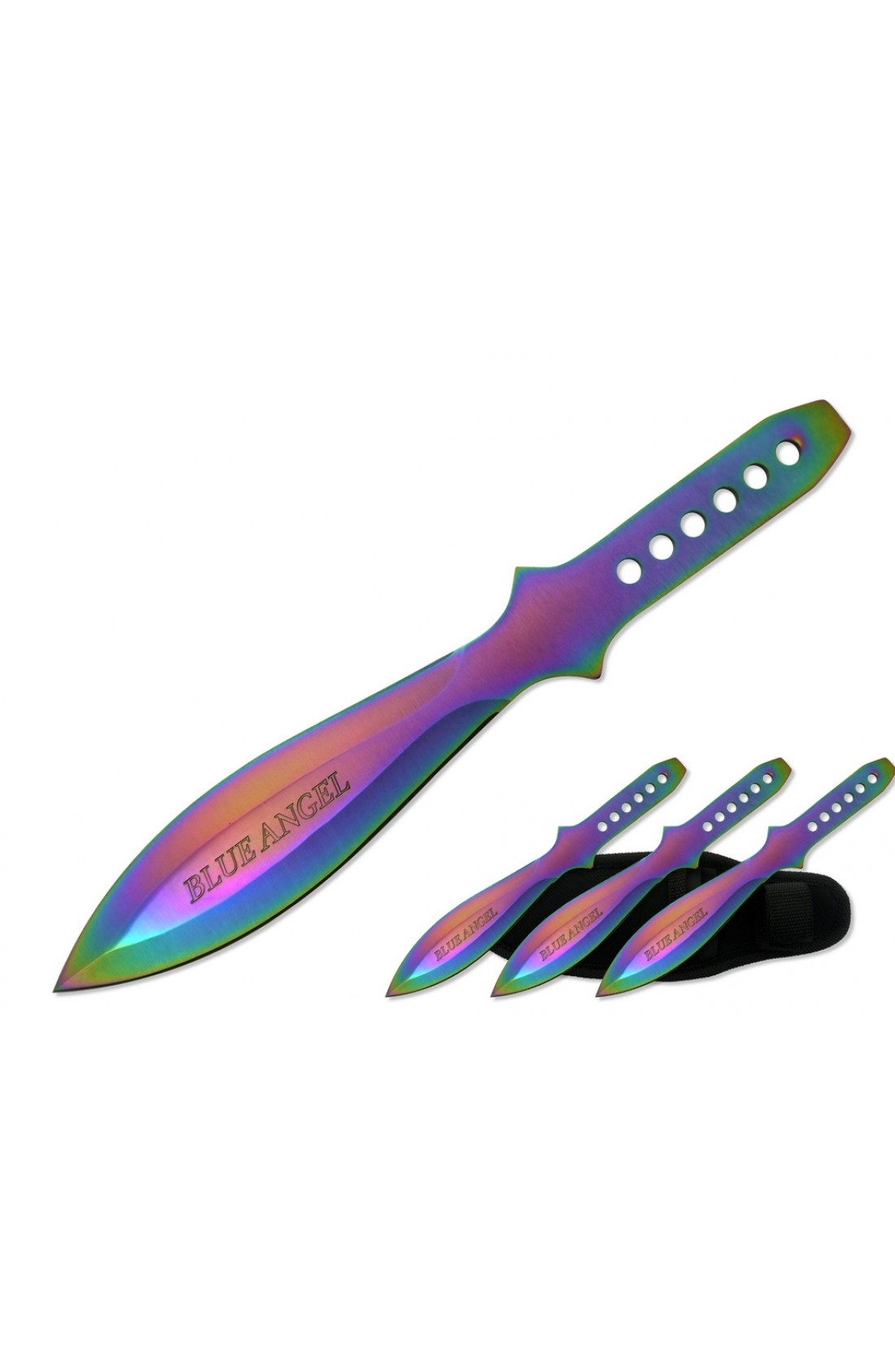 KNIFE - T00604 3pc Iridescent THROWING Knives 