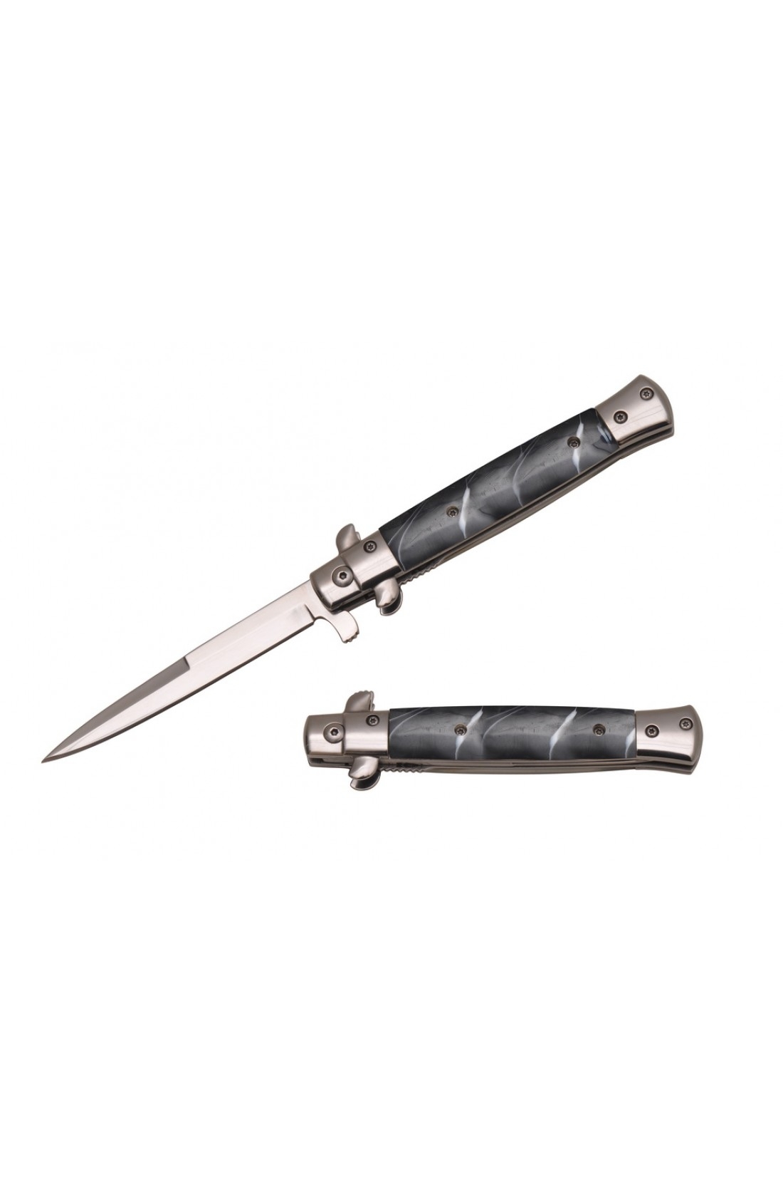 ''KNIFE T273337-15 9'''' Stiletto - Faux Pearl - Black''