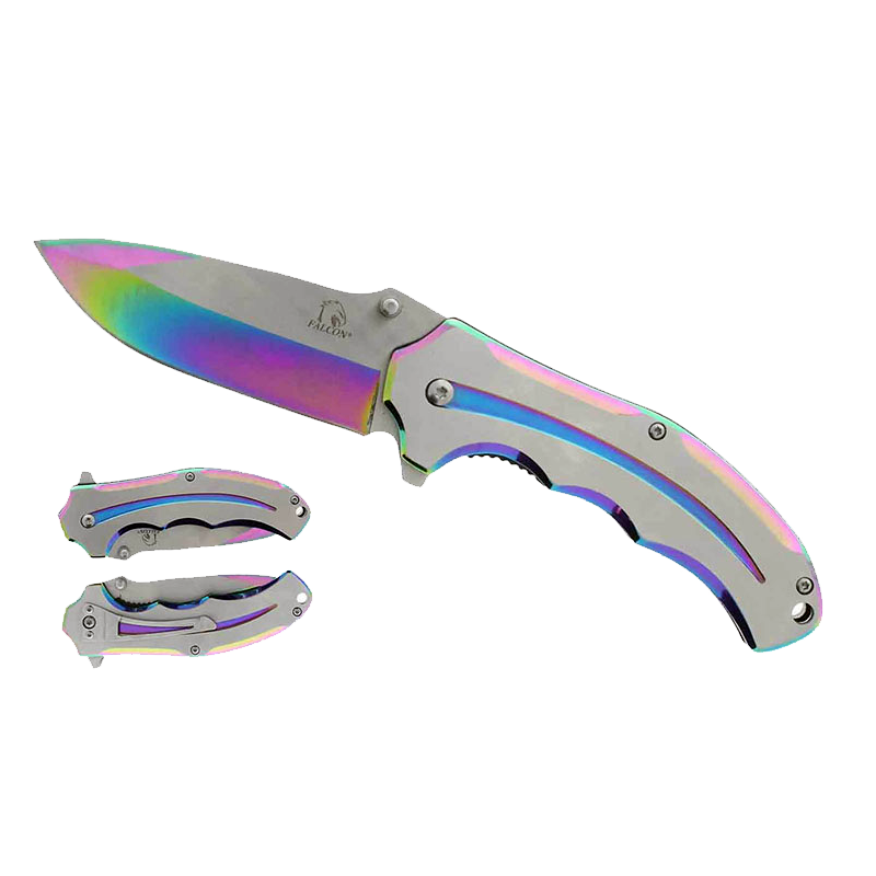 KNIFE KS3309RB Two Tone Silver/Rainbow Metal