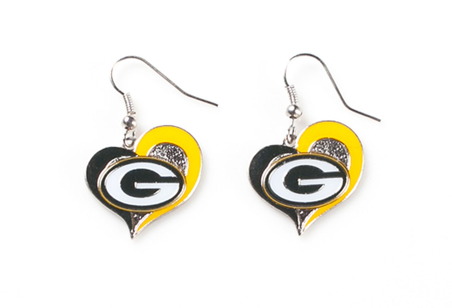 NFL Green Bay Packers EARRINGS Heart Swirl