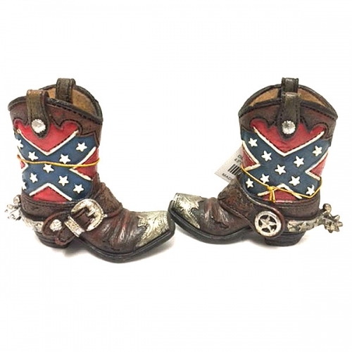 Texas Decor - Poly Rebel FLAG Boot with Spur Brush Pot YC111884