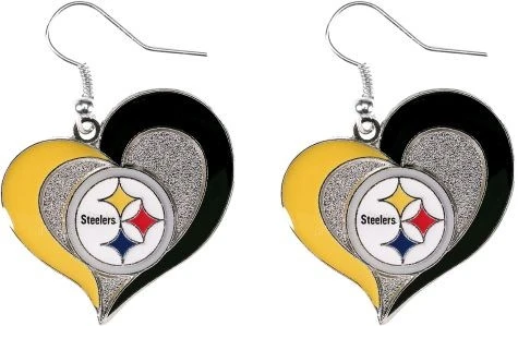 NFL Pittsburgh STEELERS Heart Swirl Earrings 